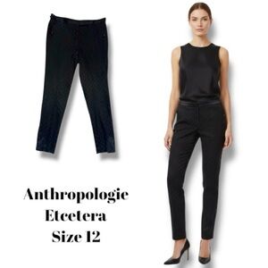 Anthropologie Etcetera Pants Black Jacquard Diamond Quilted Y2K Scandi Sleek 12